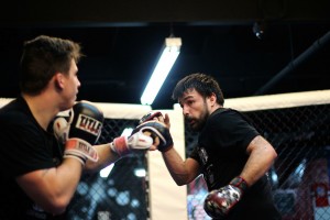 Sam and teammate sparring